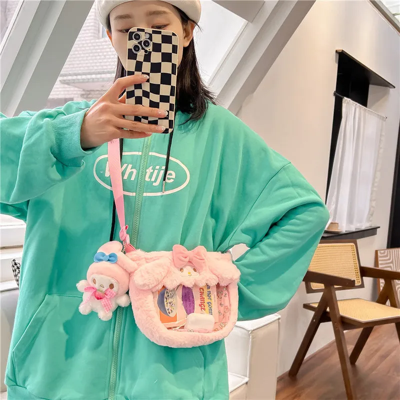 Cute Transparent Cartoon Puppy Rabbit Doll Crossbody Bags