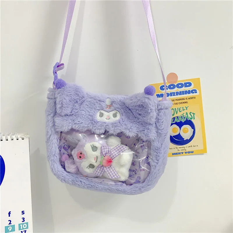 Cute Transparent Cartoon Puppy Rabbit Doll Crossbody Bags