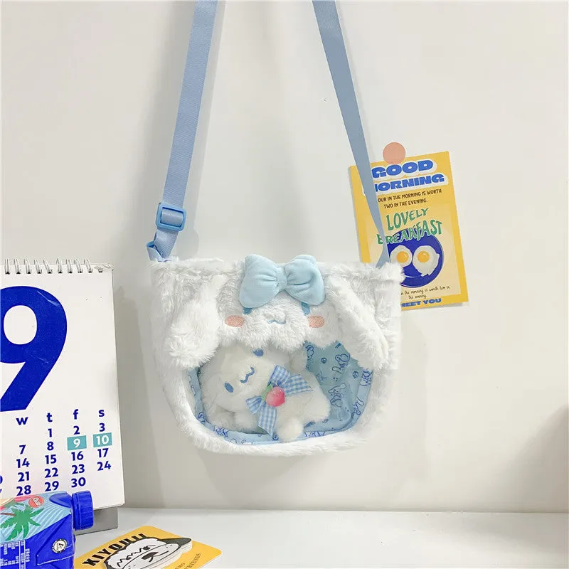 Cute Transparent Cartoon Puppy Rabbit Doll Crossbody Bags