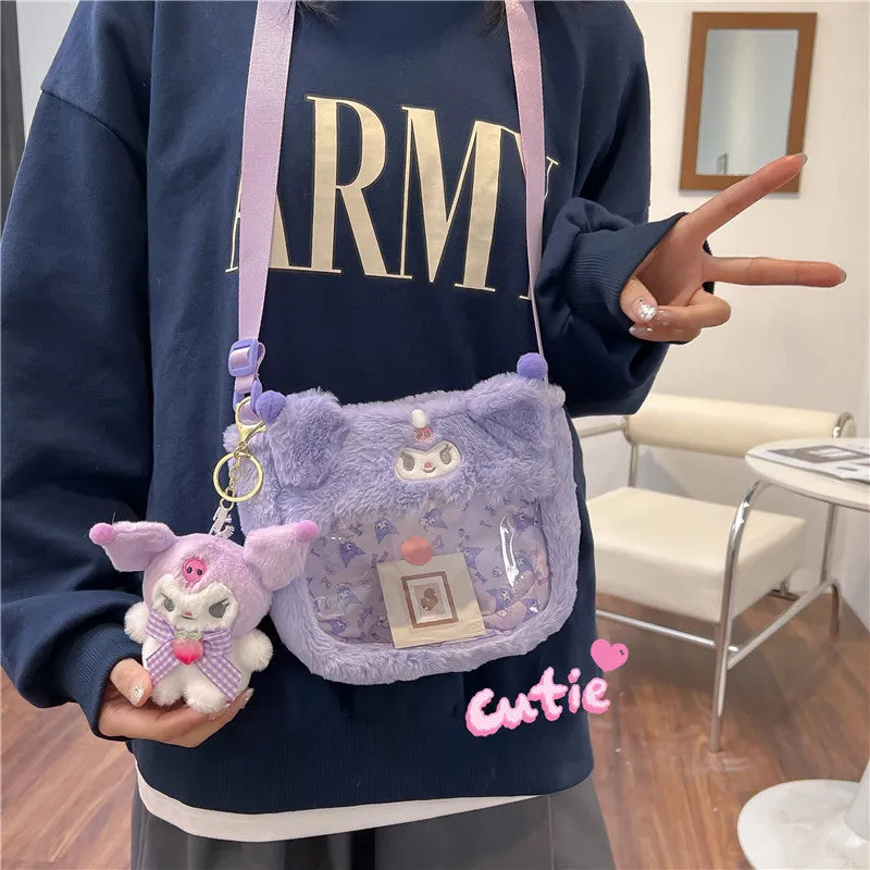 Cute Transparent Cartoon Puppy Rabbit Doll Crossbody Bags