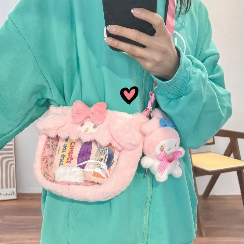 Cute Transparent Cartoon Puppy Rabbit Doll Crossbody Bags