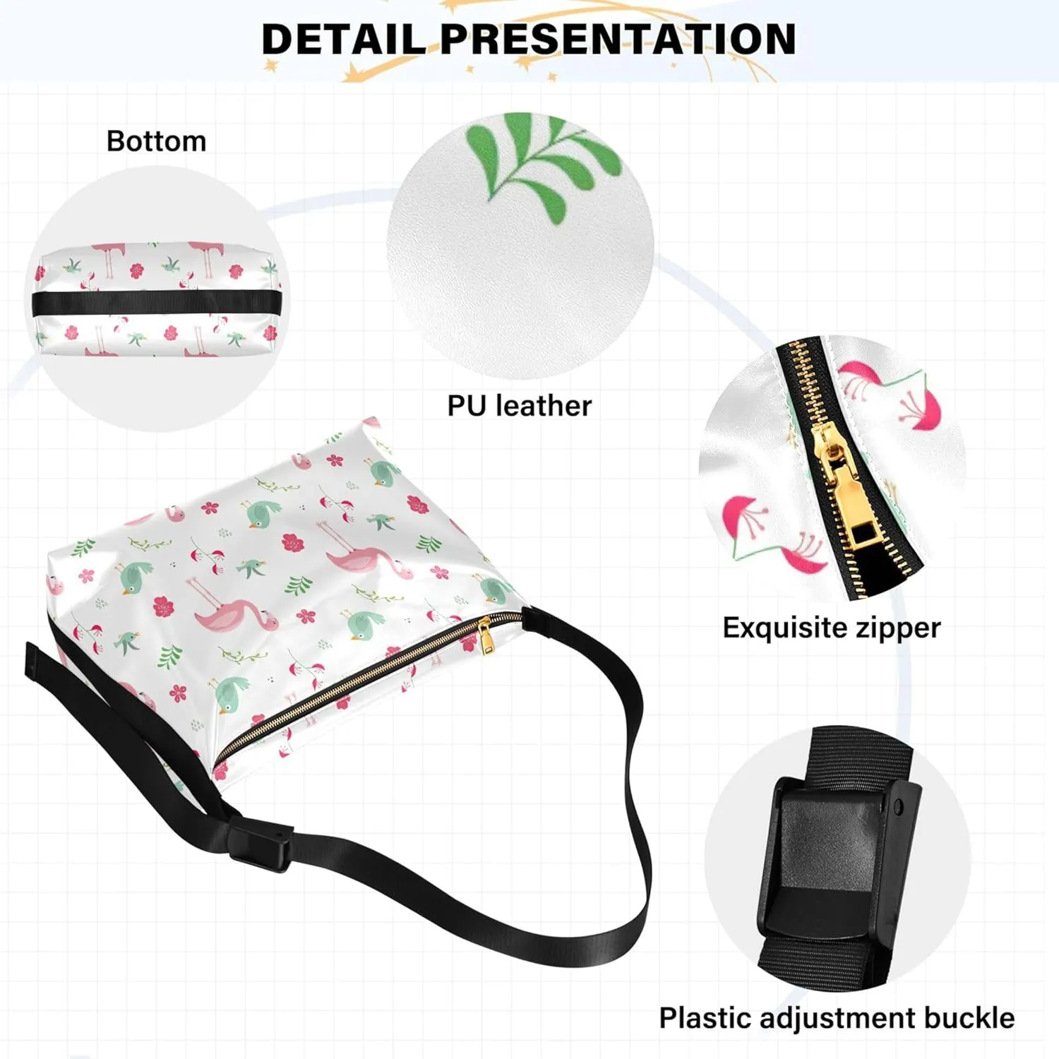 Cute Unicorns Diamonds Pink Women Leather Handbags Hobo Large Purse Crossbody Animal Print Simple Shoulder Bag