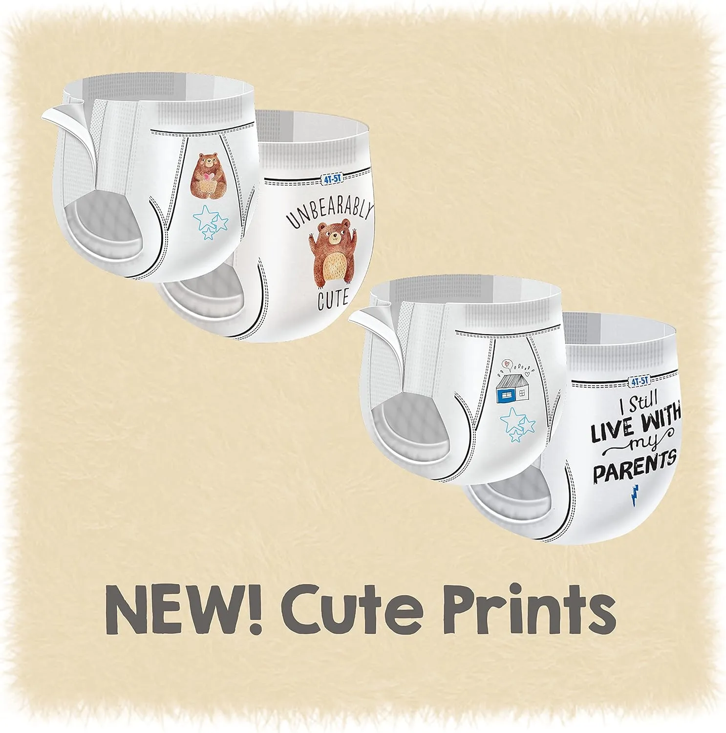 Cutie Boys 4T/5T Refastenable Potty Training Pants, Hypoallergenic with Skin Smart, 76 Count White