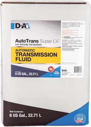 D-A LUBRICANT COMPANY 54585, Autotrans Super LV Full Synthetic Automatic Transmission Fluid (ATF), 6 Gallon