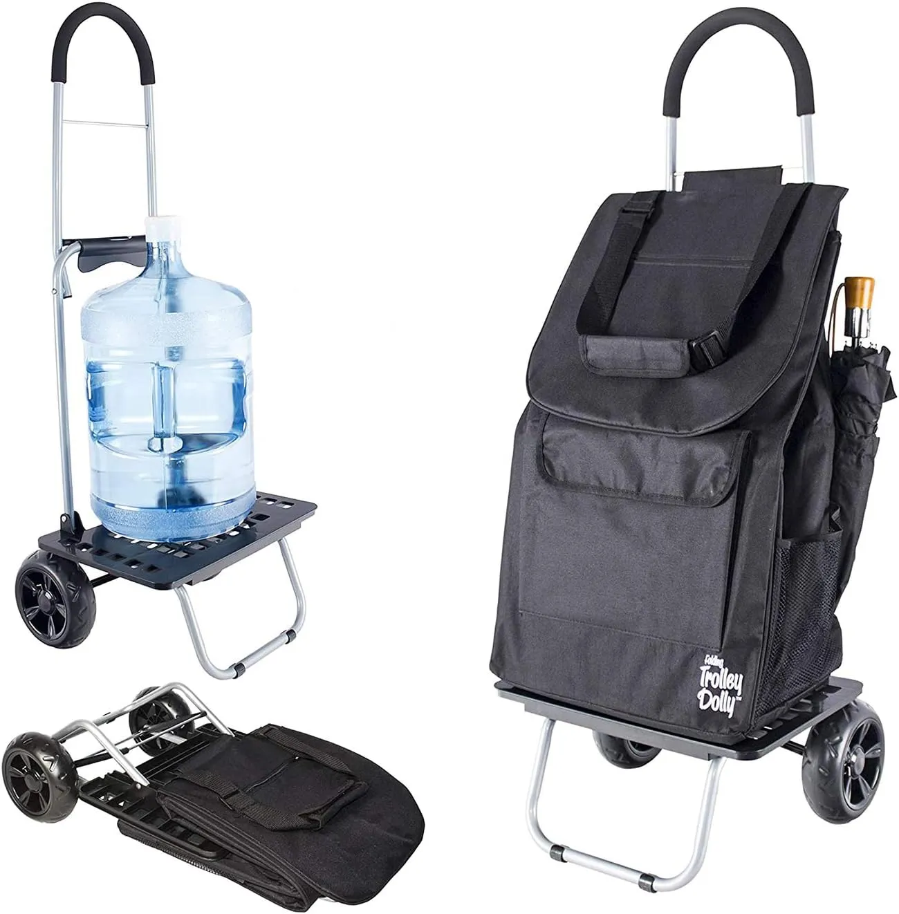 dbest products Bigger Trolley Dolly, Black Shopping Grocery Foldable Cart