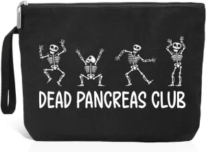 Dead Pancreas Club Cute Skeleton Diabetic Travel Cosmetic Bag, Diabetes Awareness Gifts, Funny Diabetic Bag Gift for Men Women Grandma Grandpa Mom Dad Aunt Uncle Sister Brother