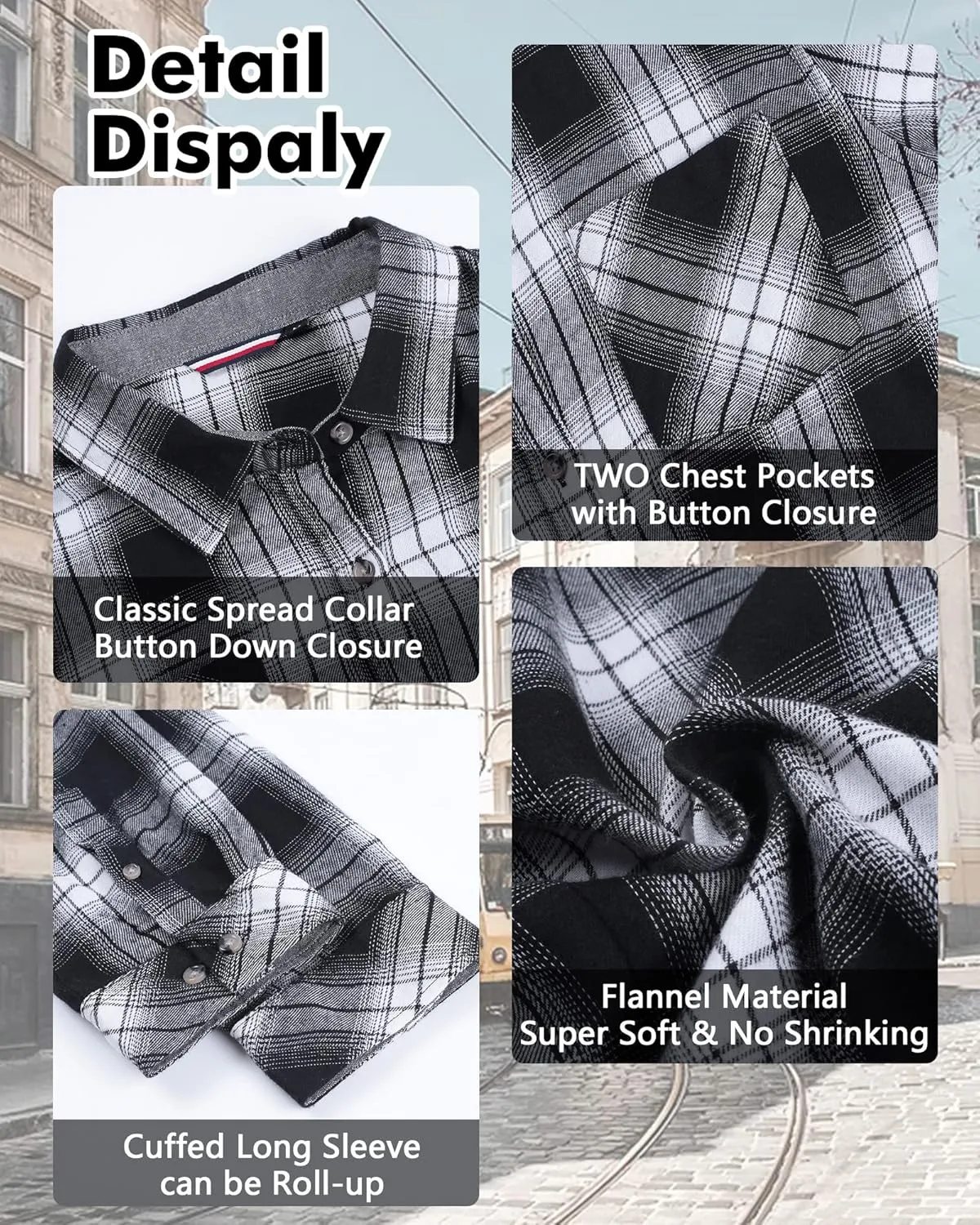 Deer Lady Plaid Flannel Shirts for Women Buffalo Plaid Shirts Oversized Long Sleeve Casual Button Down Blouse Top