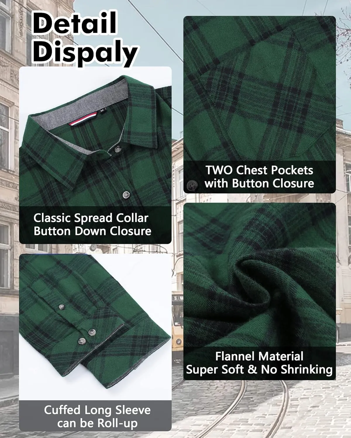 Deer Lady Plaid Flannel Shirts for Women Buffalo Plaid Shirts Oversized Long Sleeve Casual Button Down Blouse Top