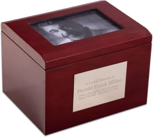 Deering Moments Custom Personalized Solid Wood Cremation Urn with Picture Frame, up to 260lb