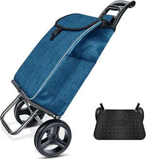 DELURA Folding Shopping Cart, Vegetable Cart, Small Cart, Household Folding Lightweight Bag, Shopping Trolley for The Elderly, Ultra-Light Trolley (Color : E)