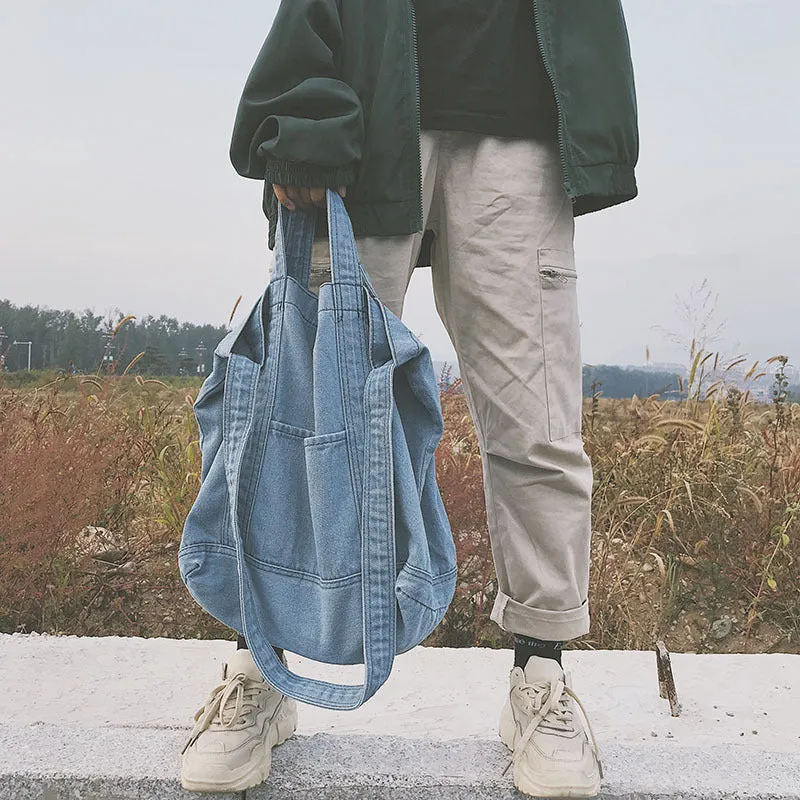 Denim Large Capacity One Shopping Korean Style Crossbody Bags
