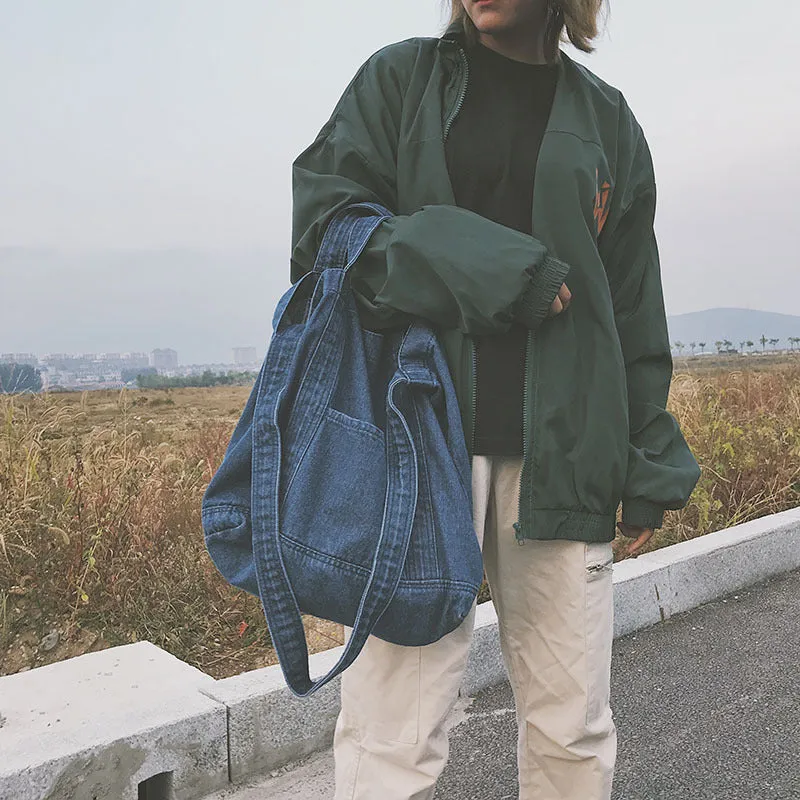 Denim Large Capacity One Shopping Korean Style Crossbody Bags