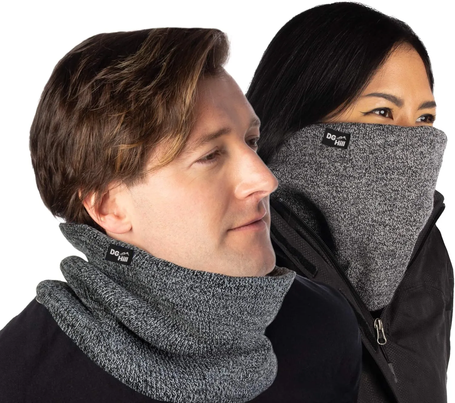 DG Hill Winter Neck Warmer - 2 Pack Face Mask Cold Weather - Neck Gaiter for Men Women Thick Thermal Fleece Lined Ski Outdoor