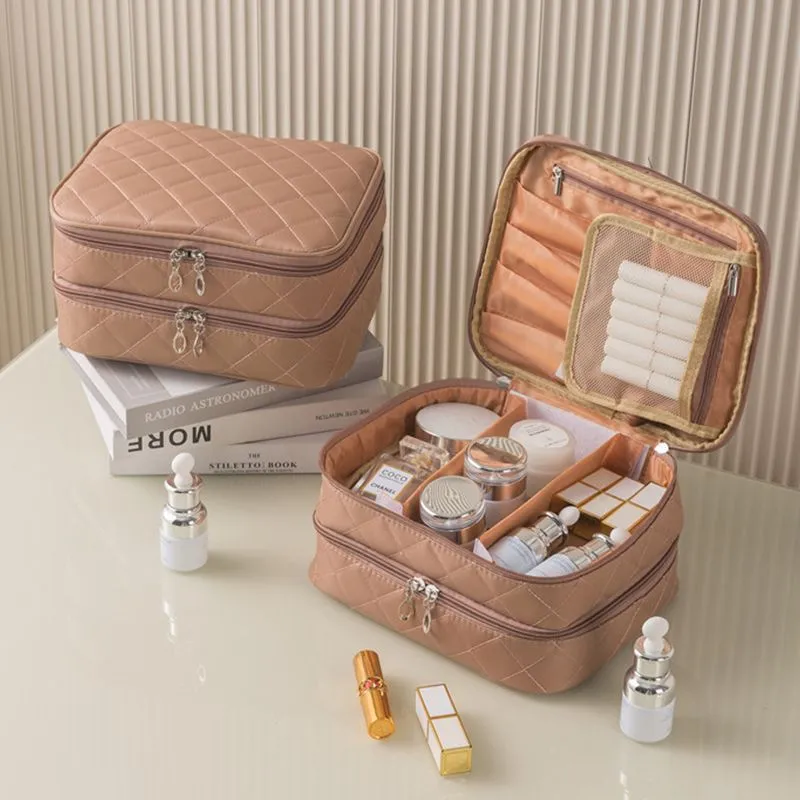 Diamond Grid Waterproof Large Capacity Multifunctional Cosmetic Bags