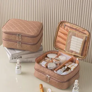 Diamond Grid Waterproof Large Capacity Multifunctional Cosmetic Bags