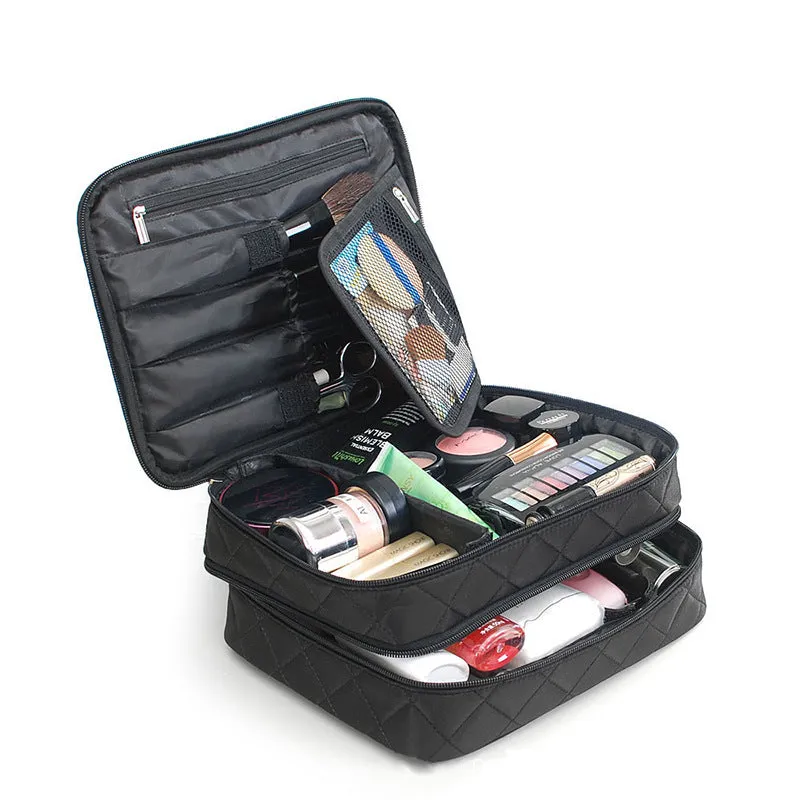Diamond Grid Waterproof Large Capacity Multifunctional Cosmetic Bags