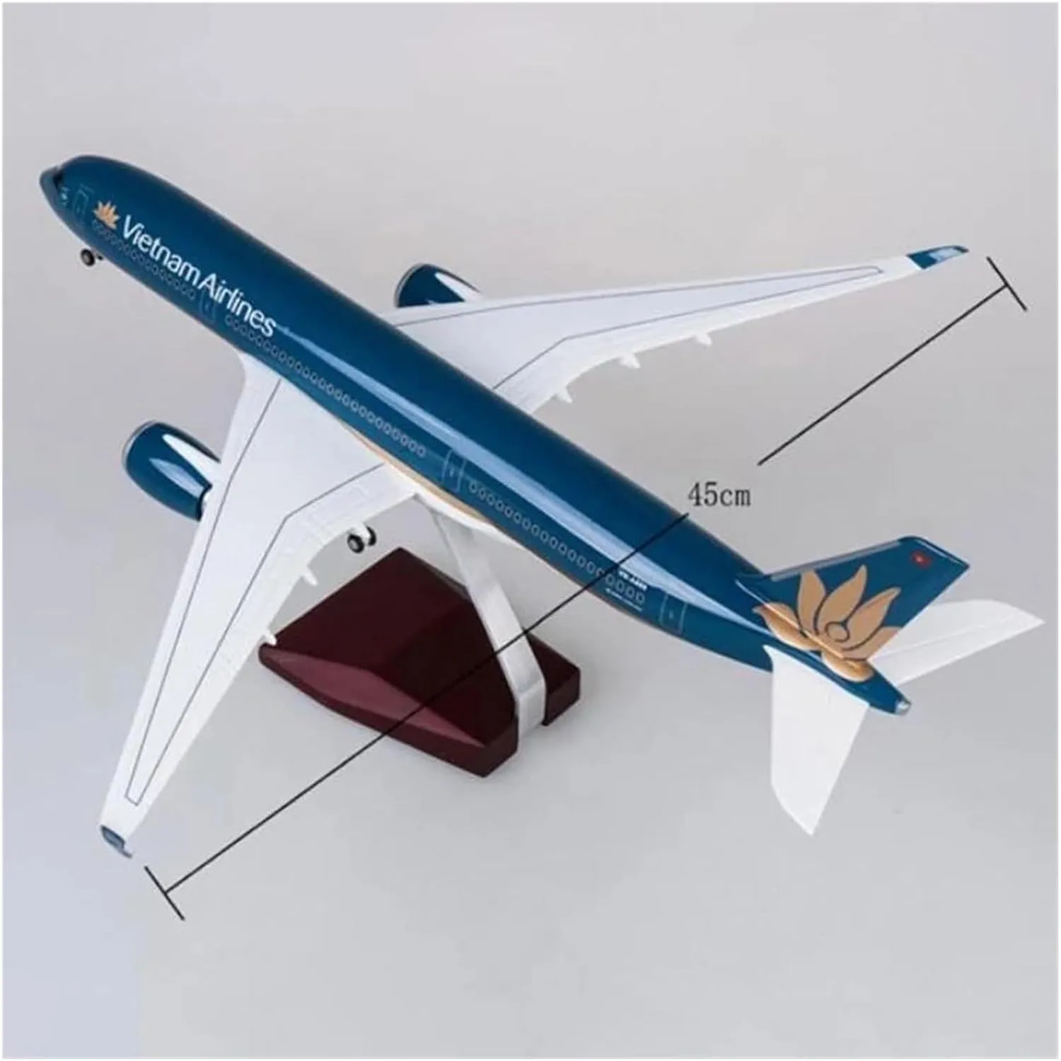Diecast Plane Model 1：142 for A350 Resin Die-Casting Airplane Model with Lights and Wheels Tabletop Displays (with Light)