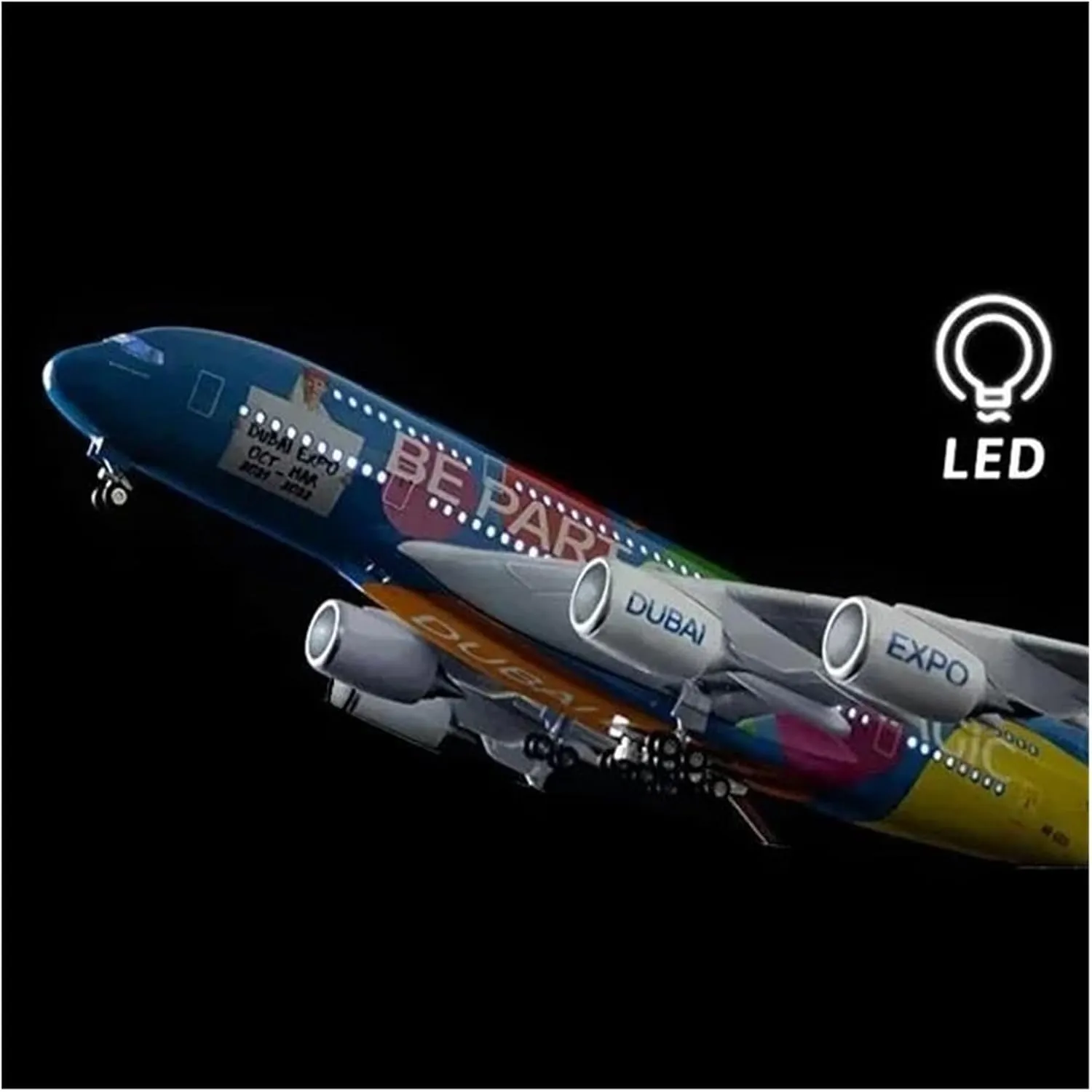 Diecast Plane Model 1:150 Scale for A380 Resin Die-Casting Airplane Model with LED Light for Collection (with Light)