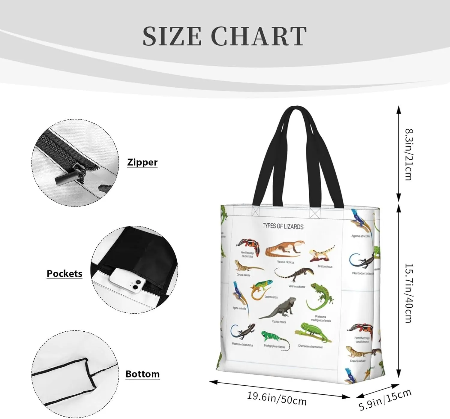 Different Types Of Lizard Duty Reusable Shopping One-Shoulder Bags â€“ Large Tote Bags Are Foldable