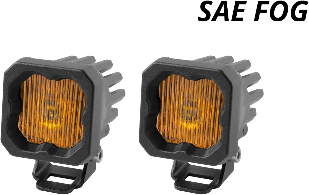 Diode Dynamics SSC1 Yellow SAE/DOT Fog Standard LED Pod (pair), SAE Fog w/Amber Backlight