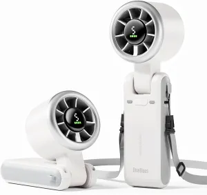 Diveblues Portable Handheld Turbo Fan, 5 Gear Wind, Battery Operated, Up to 12 Working Hours, 3 IN 1 Hand Fan with Air Turbo Tech Cooling Fan for Outdoor Activities, Travel, Working
