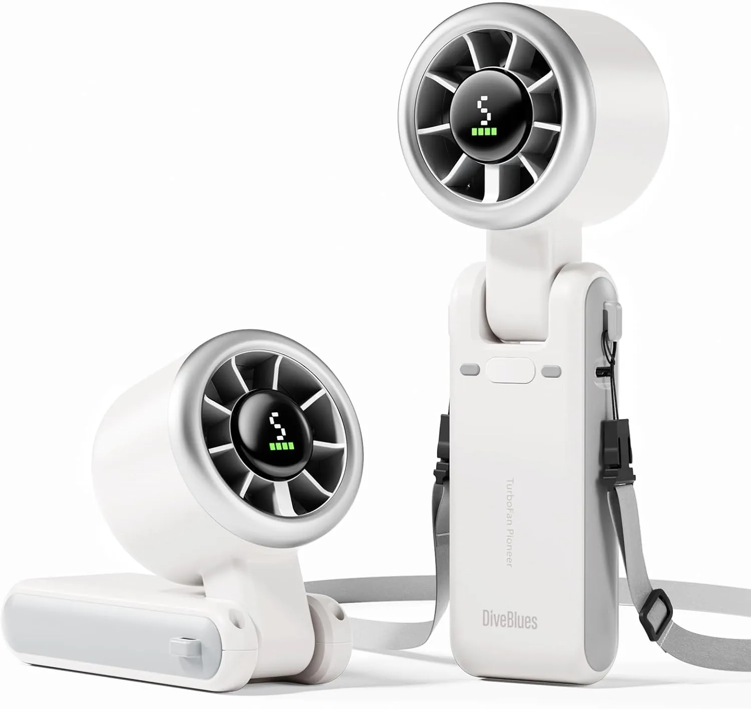 Diveblues Portable Handheld Turbo Fan, 5 Gear Wind, Battery Operated, Up to 12 Working Hours, 3 IN 1 Hand Fan with Air Turbo Tech Cooling Fan for Outdoor Activities, Travel, Working