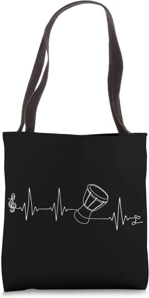 Djembe Drum Player Heartbeat Single Line for African Drum Tote Bag