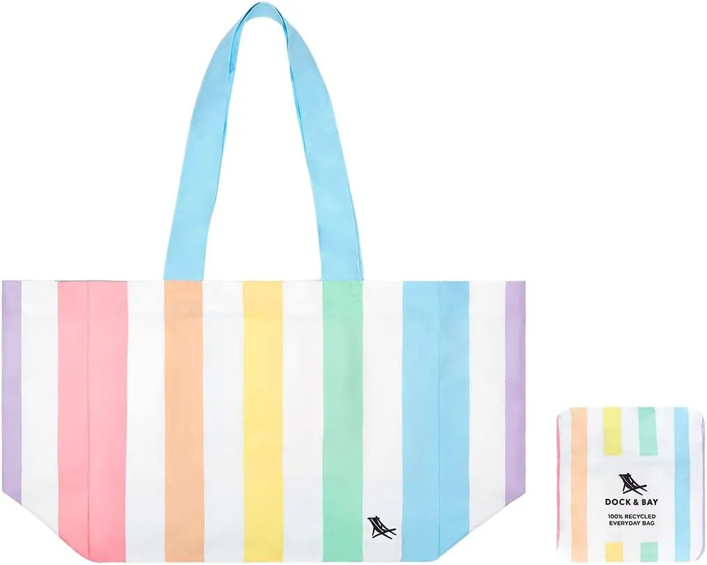 Dock & Bay Everyday Beach Tote Bag - Reusable Carrier Bag for Daily Use - Carries Up to 10kg - 100% Recycled Materials