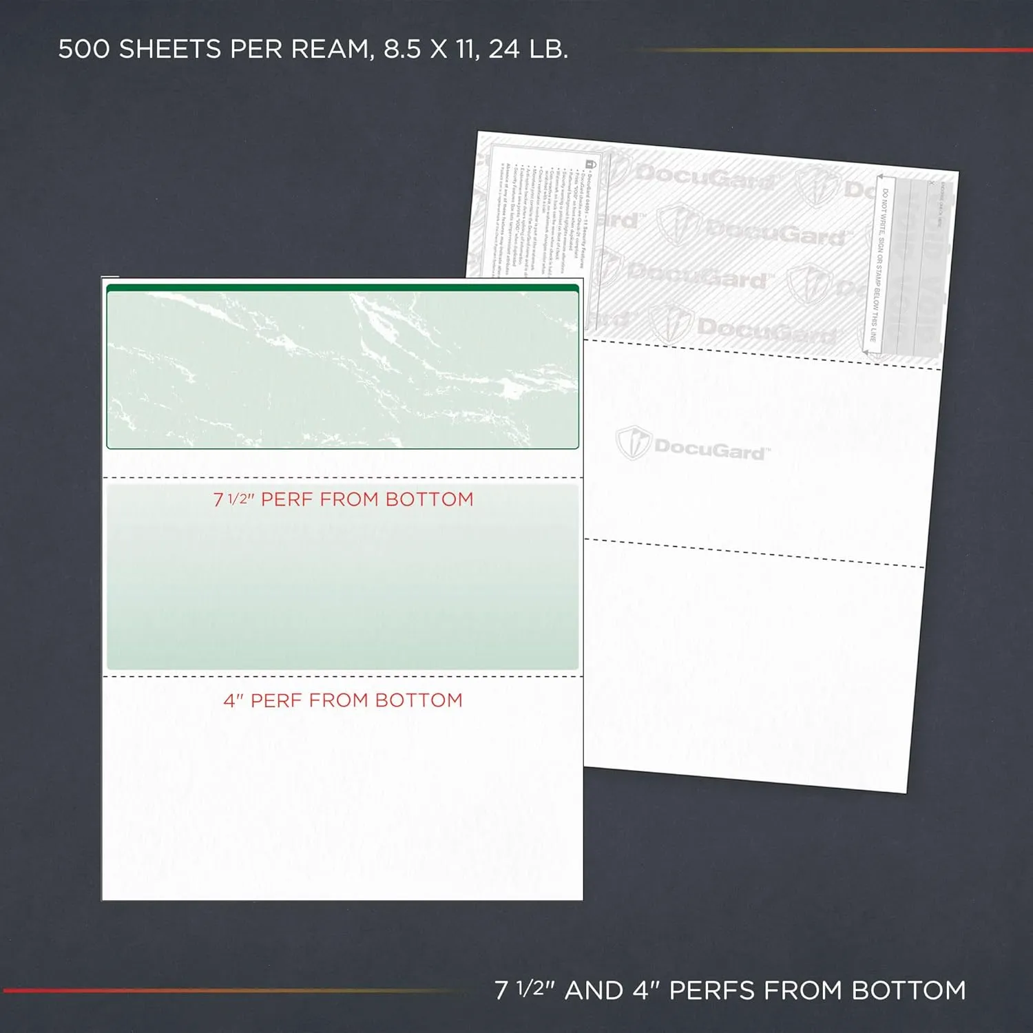 DocuGard Green Marble Top Check, 8.5 x 11 Inches, 24 lb, 500 Sheets, 1 Check Per Sheet (04502)