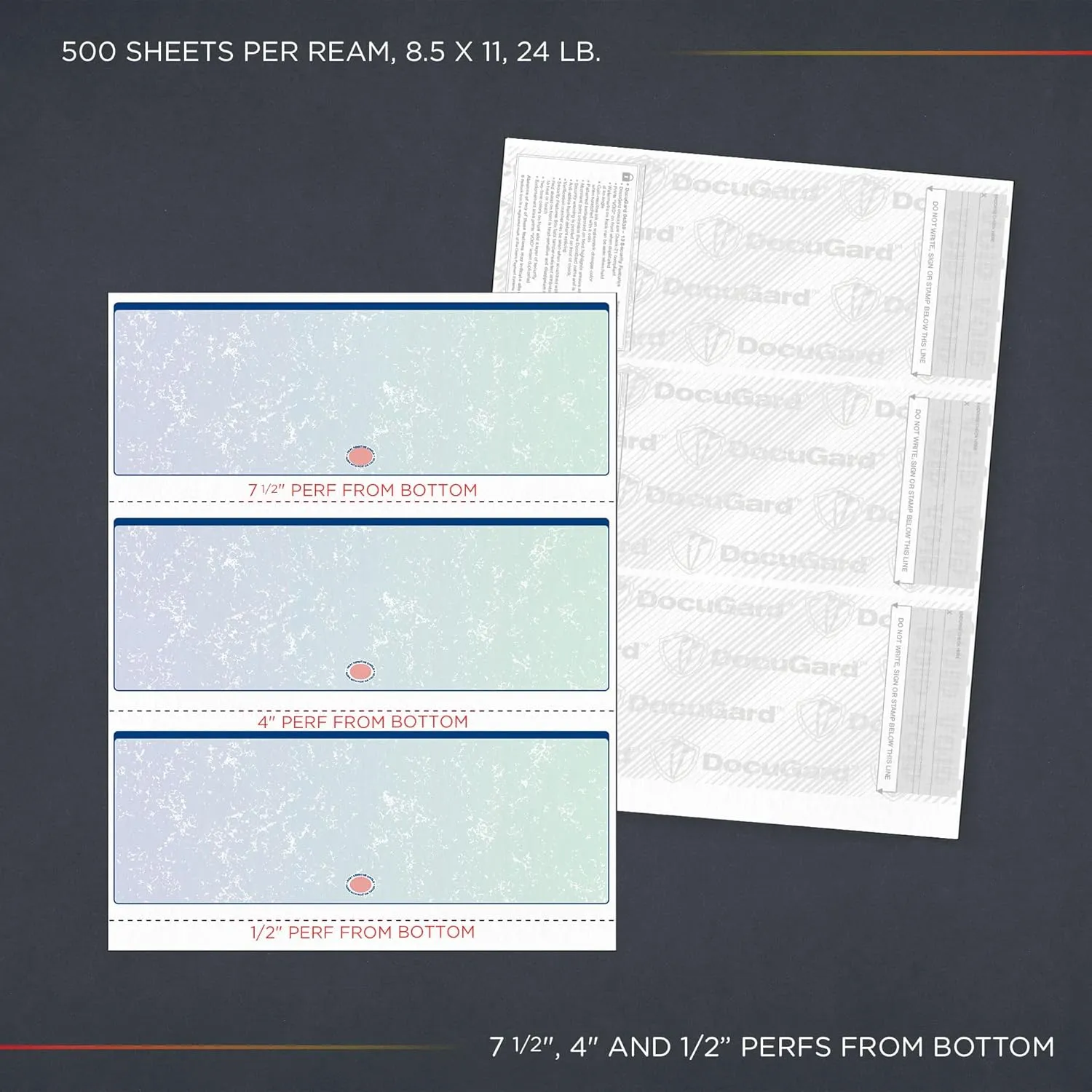 DocuGard Premier Prismatic Check, 13 Features, 8.5 X 11, Blue/Green Prismatic, 500/ream
