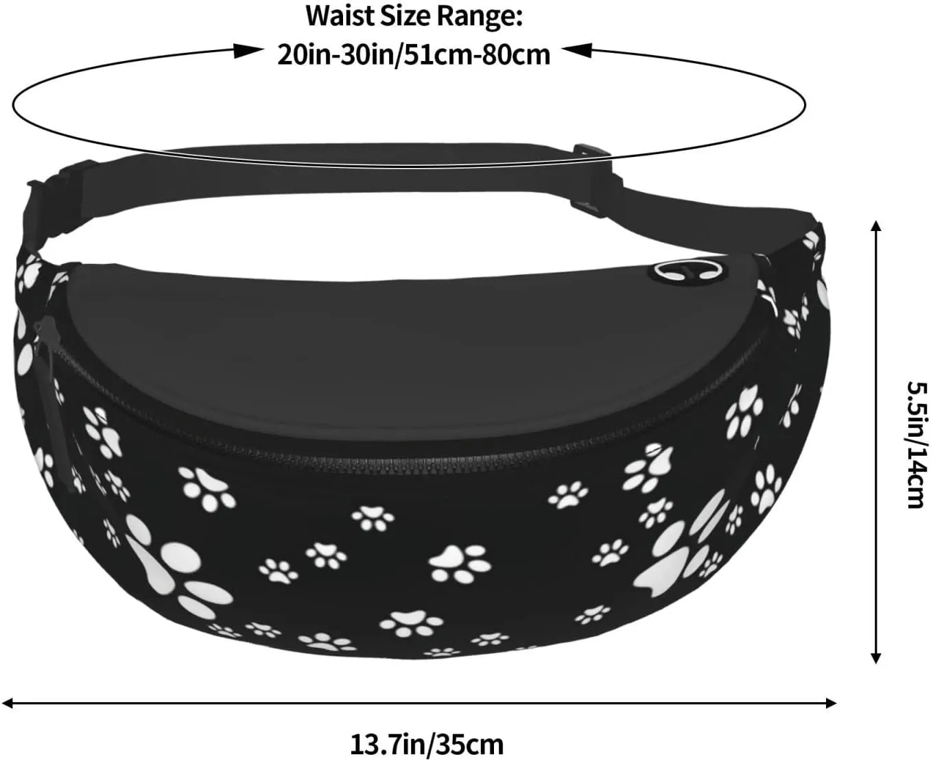 Dog Paw Print Fanny Pack for Women Men,Fashion Waist Pack Belt Bag Crossbody Bag for Traveling Casual Running Cycling