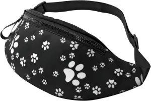 Dog Paw Print Fanny Pack for Women Men,Fashion Waist Pack Belt Bag Crossbody Bag for Traveling Casual Running Cycling