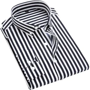 DOKKIA Women's Tops Blouses Long Sleeve Vertical Striped Button Down Work Dress Shirt