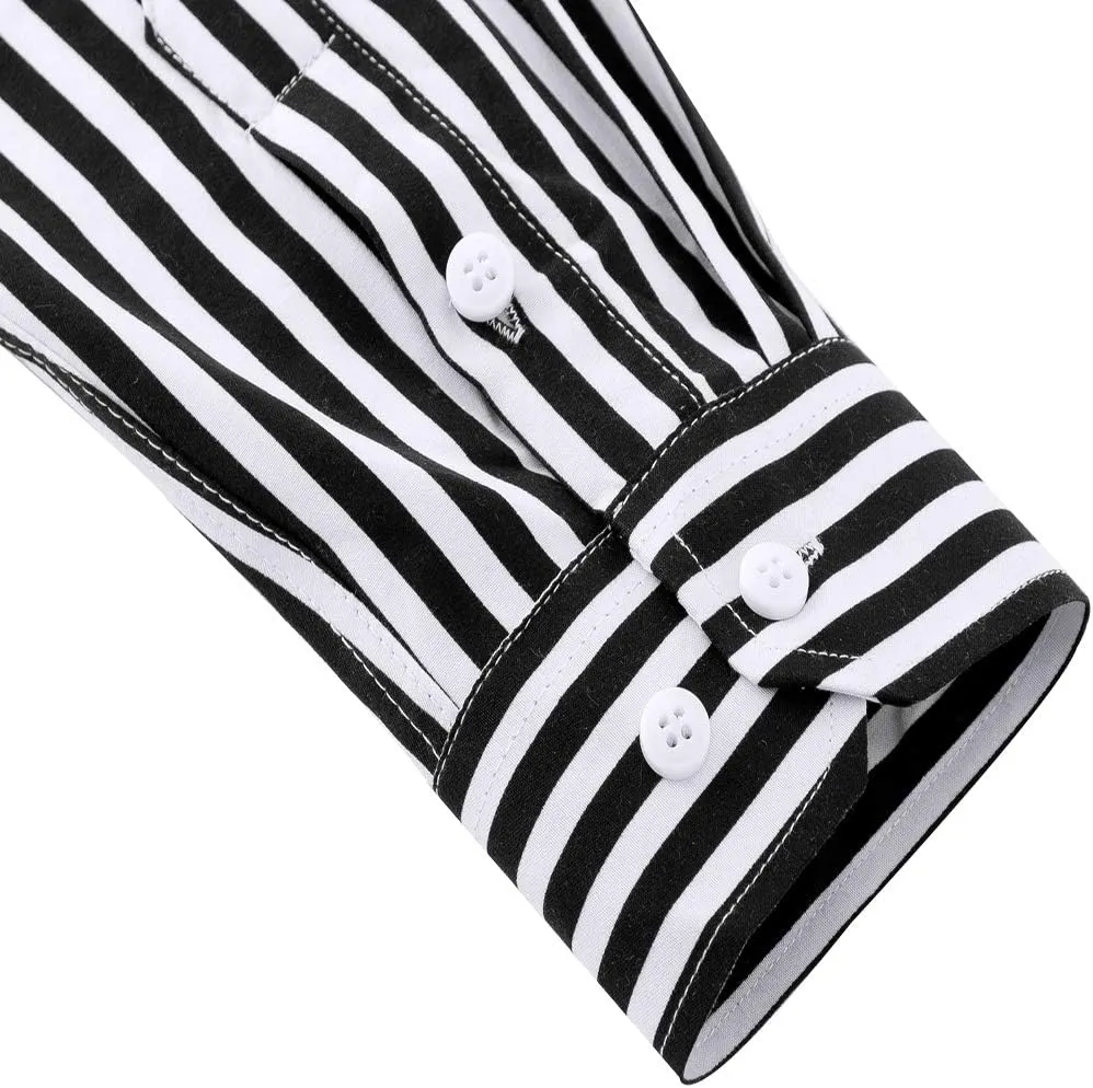 DOKKIA Women's Tops Blouses Long Sleeve Vertical Striped Button Down Work Dress Shirt