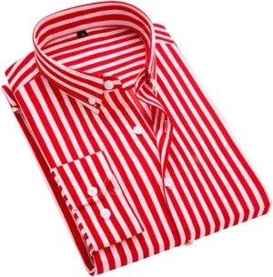 DOKKIA Women's Tops Blouses Long Sleeve Vertical Striped Button Down Work Dress Shirt