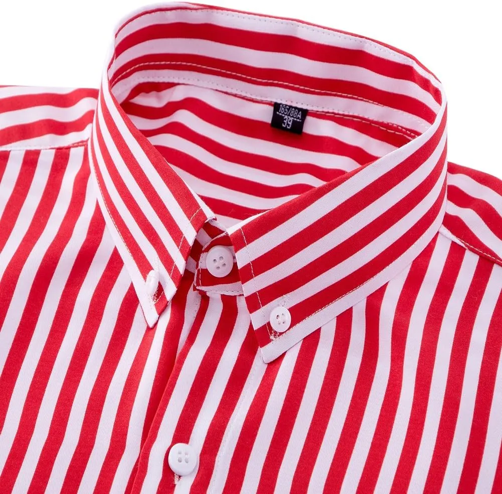 DOKKIA Women's Tops Blouses Long Sleeve Vertical Striped Button Down Work Dress Shirt