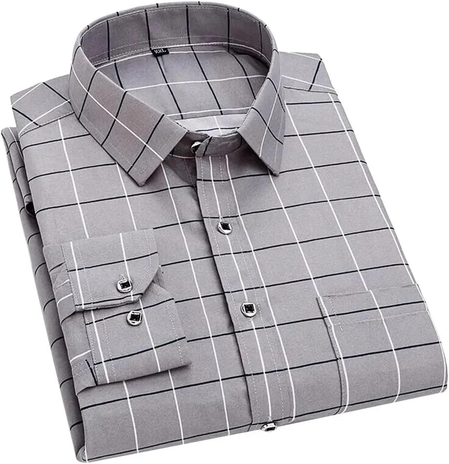 DOKKIA Women's Tops Blouses Long Sleeve Vertical Striped Button Down Work Dress Shirt