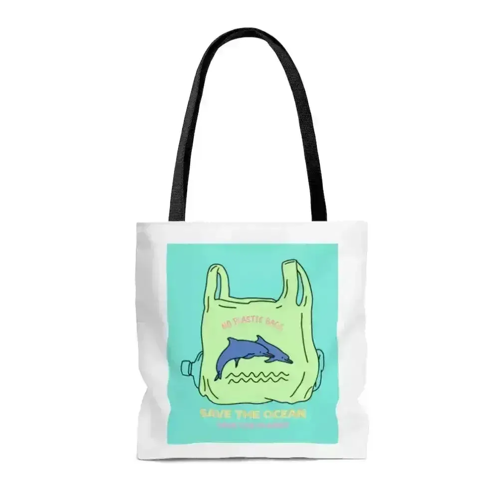 Dolphin Tote Bag - Eco-Friendly Polyester Shopper 16"