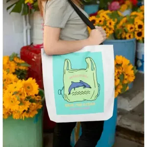 Dolphin Tote Bag - Eco-Friendly Polyester Shopper 16"