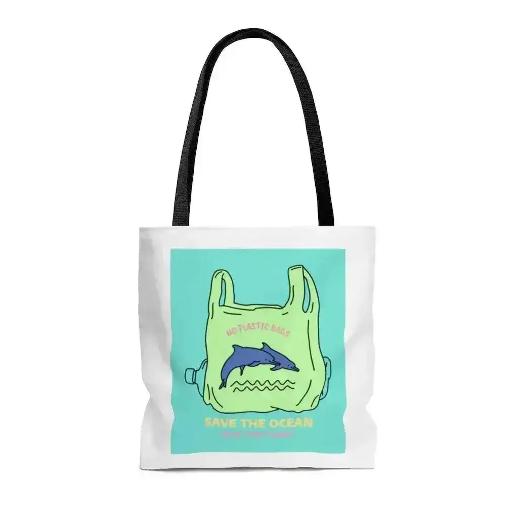 Dolphin Tote Bag - Eco-Friendly Polyester Shopper 16"