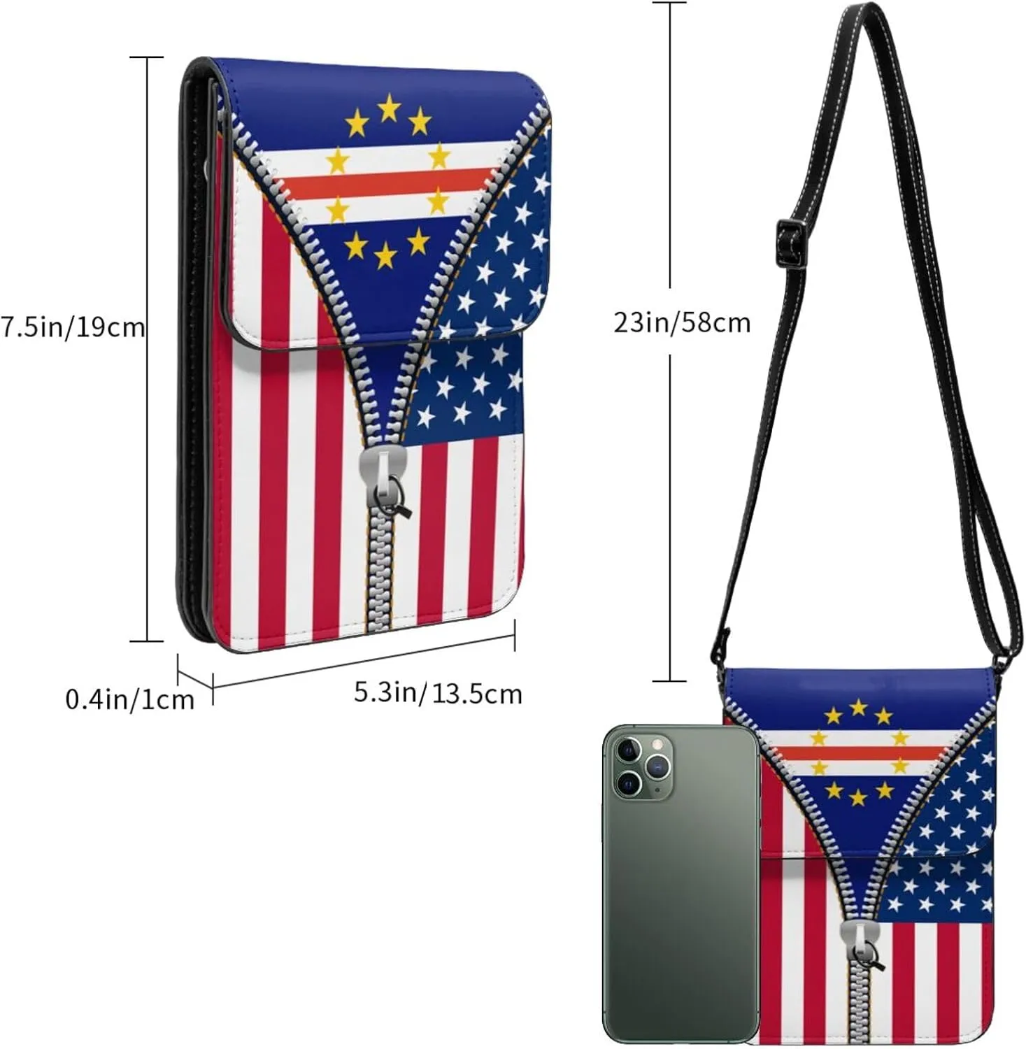 Dominican Republic America Flag Printed Zipper Small Crossbody Purse Cell Phone Bag for Women