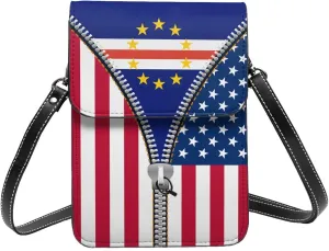 Dominican Republic America Flag Printed Zipper Small Crossbody Purse Cell Phone Bag for Women