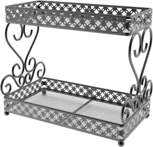 Double Layer Cosmetic Organizer, Large Capacity Makeup Lipstick Storage Rack for Bedroom (Black)