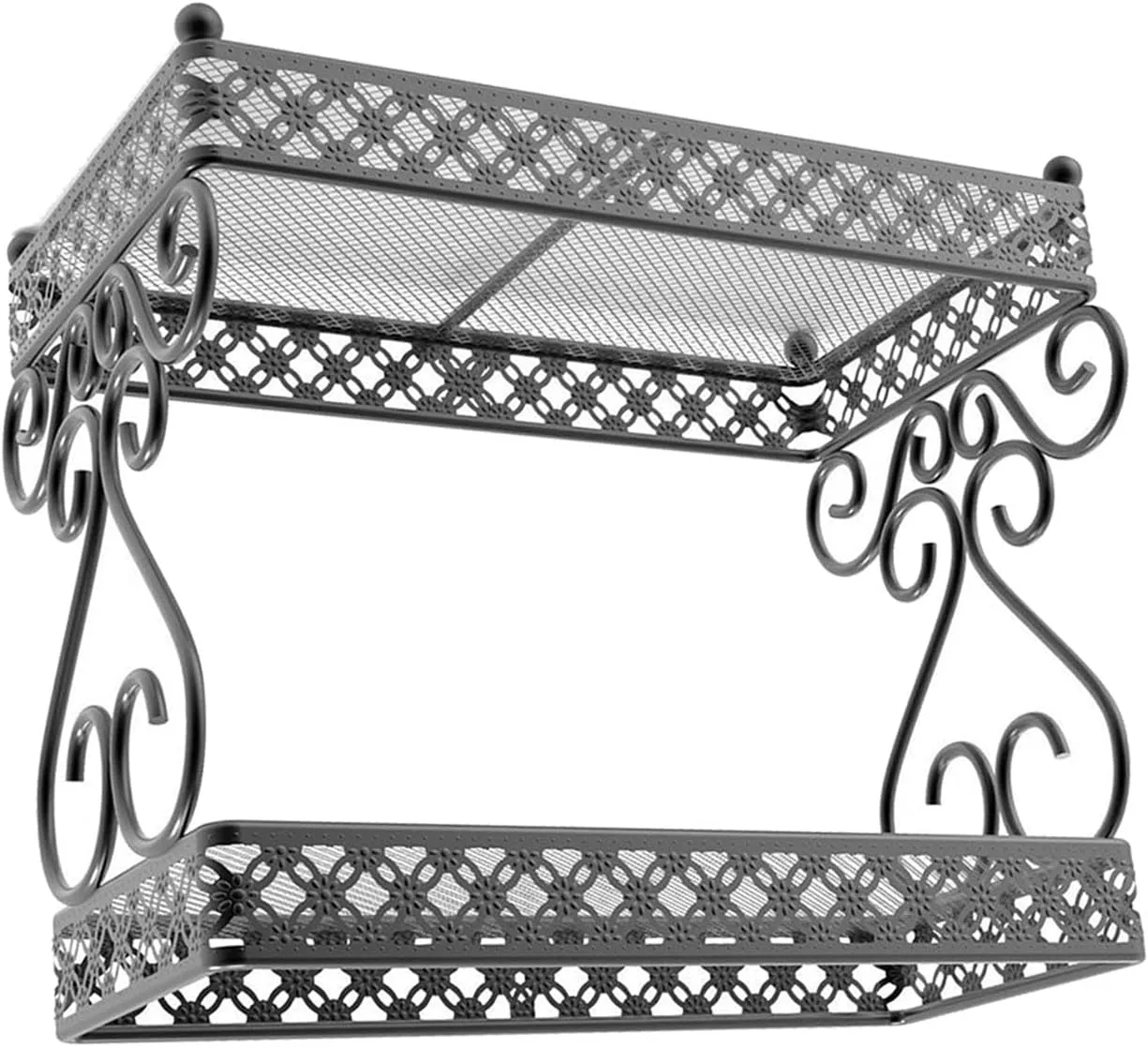 Double Layer Cosmetic Organizer Makeup Lipstick Large Capacity Storage Rack for Bedroom (Black)