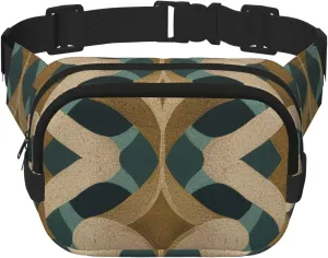 Double Layer Waist Bag for Men & Women,Adjustable Waterproof Running Belt,Multi-Functional Fanny Pack with Serpentine Pattern Print for Travel,Hiking,Fitness