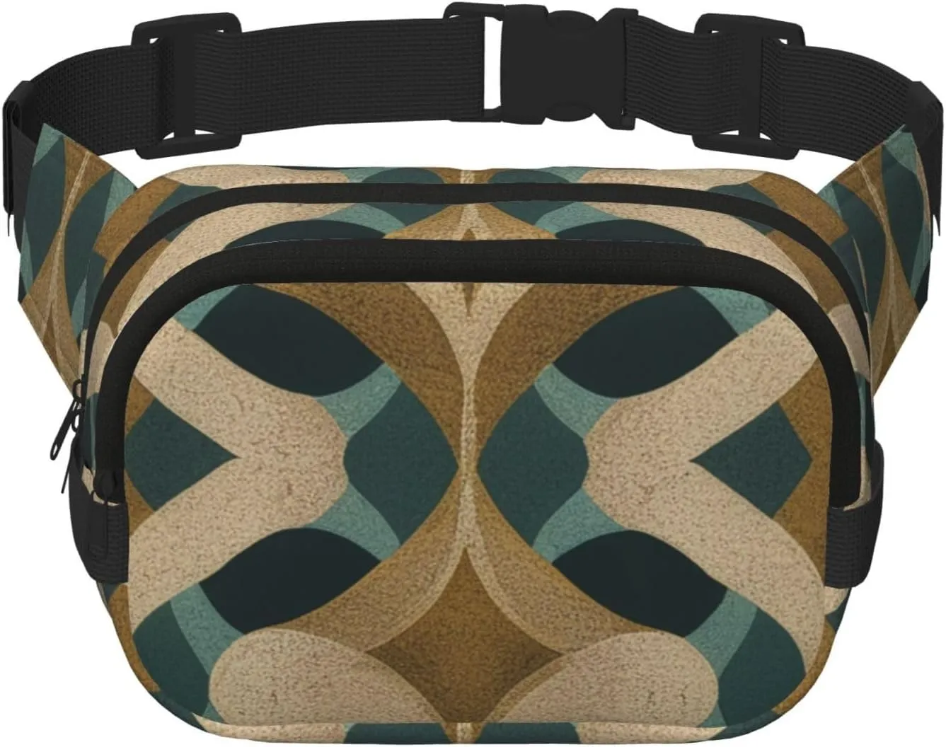 Double Layer Waist Bag for Men & Women,Adjustable Waterproof Running Belt,Multi-Functional Fanny Pack with Serpentine Pattern Print for Travel,Hiking,Fitness