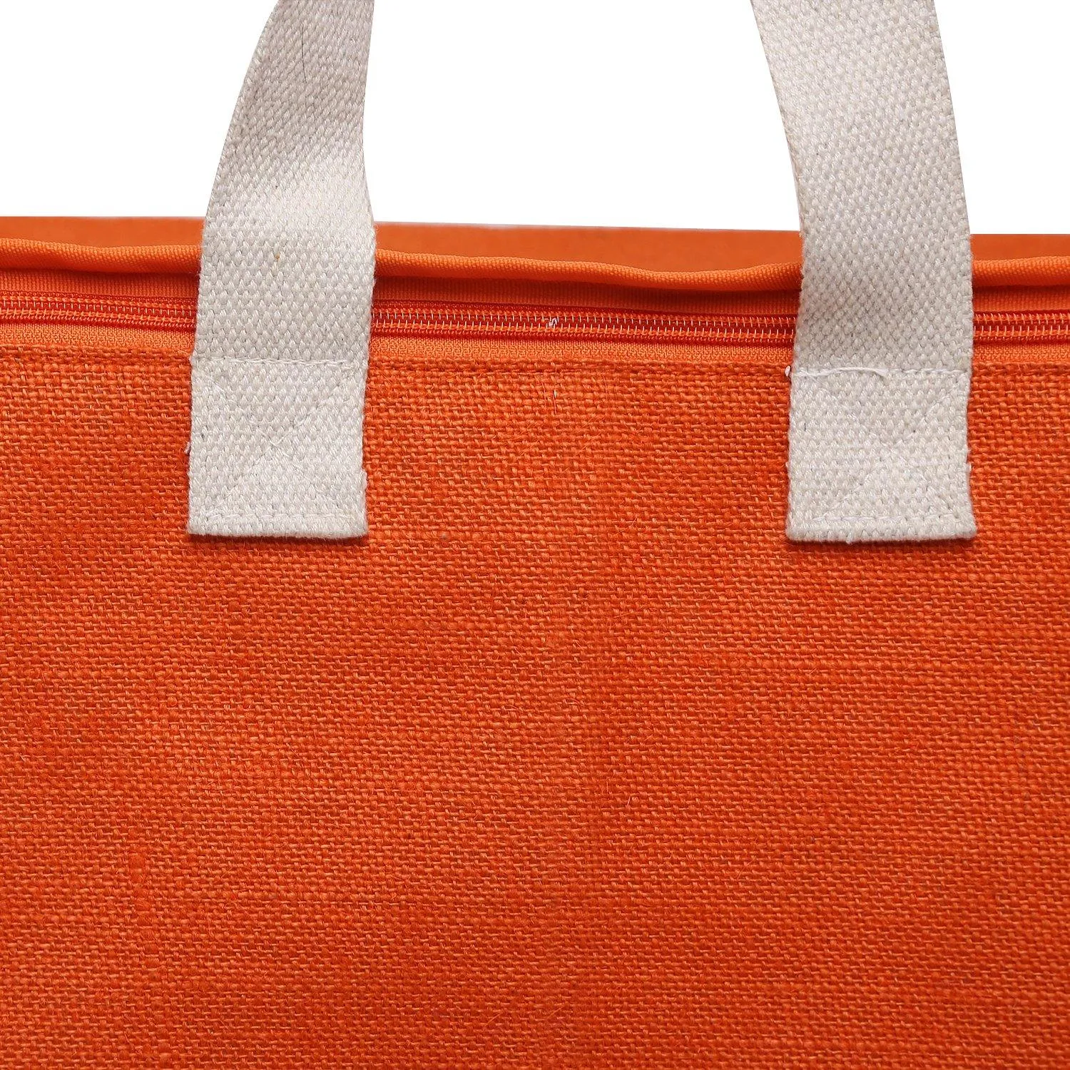 DOUBLE R BAGS Jute Shopping bags with Dual Zippers Pack of 2 (Orange)