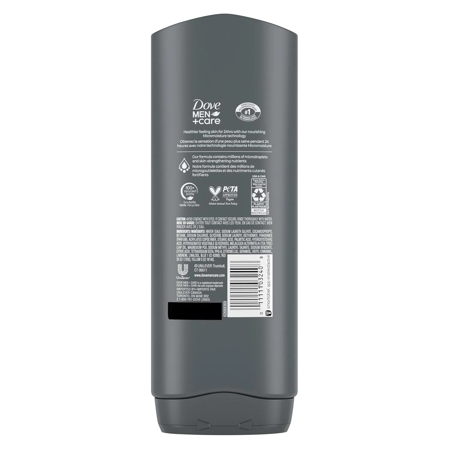 DOVE MEN   CARE Post-Workout Body Wash 3N1 Revive 4 Count For Men With Tea Tree Oil, 18 oz