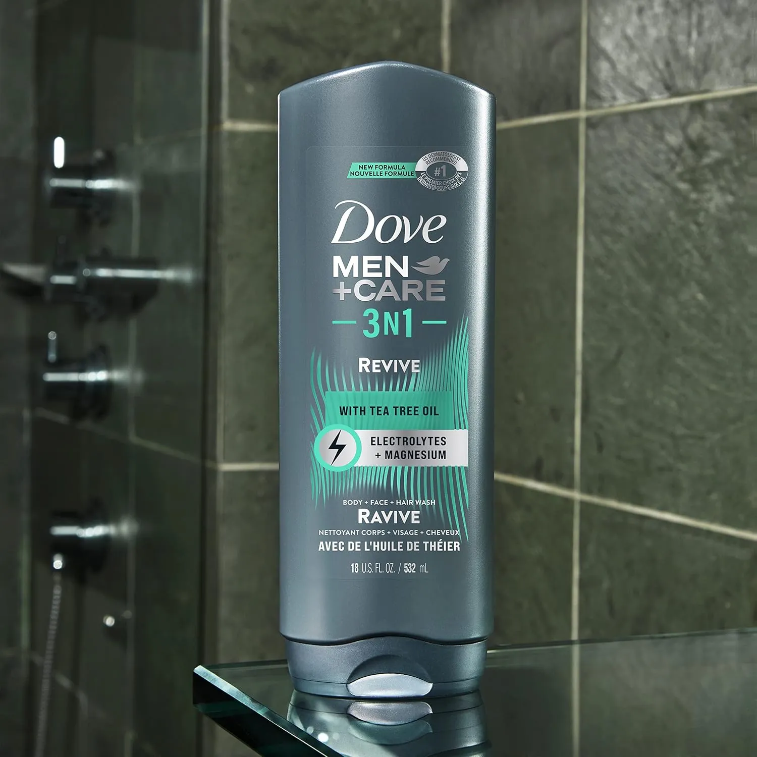 Dove Men Care Post-Workout Body Wash For Men 3N1 Revive With Tea Tree Oil 18 oz