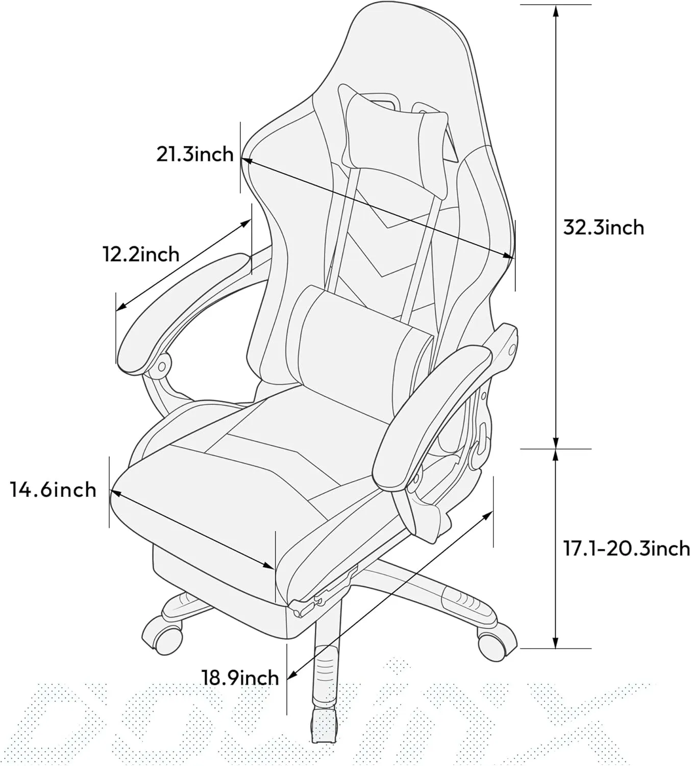 Dowinx Gaming Chair Ergonomic Racing Style Recliner with Massage Lumbar Support, Office Armchair for Computer PU Leather E-Sports Gamer Chairs with Footrest, Black&Blue